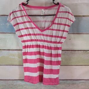 Aeropostale Pink and White Striped Women's Top